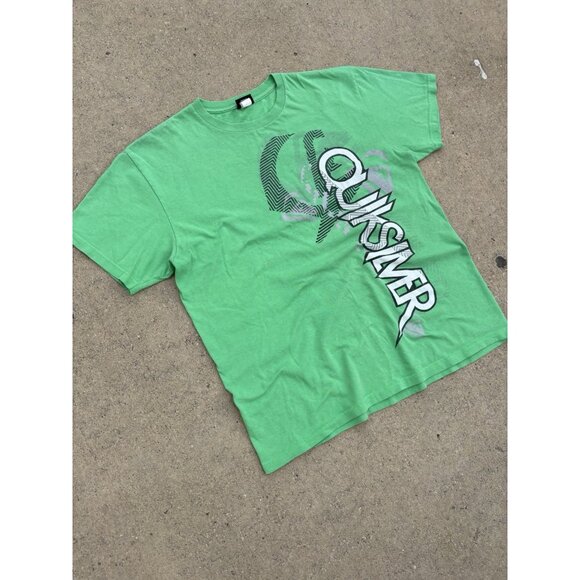 Quicksilver Vintage Y2K Faded Light Green Surfer / Skater  Graphic T Shirt - Picture 2 of 8